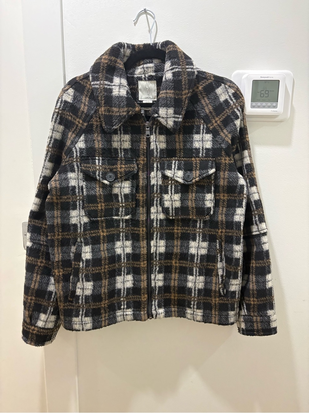 JOIE | Plaid Zip-Front Shacket in Black, White & Brown
